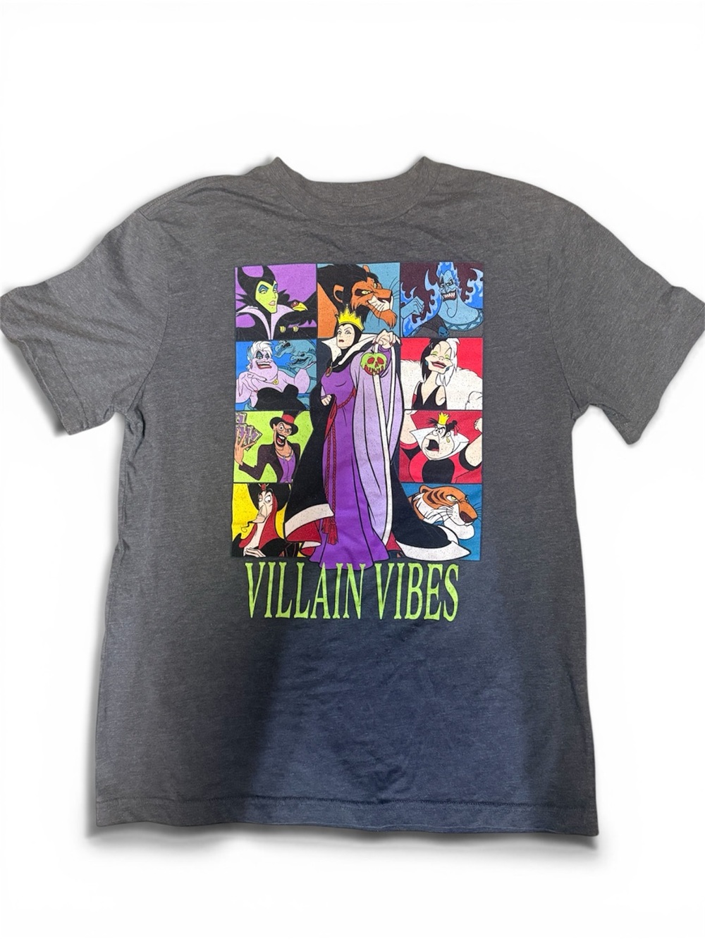Disney Charcoal Tee with Multicolor Villain Graphic-Like New